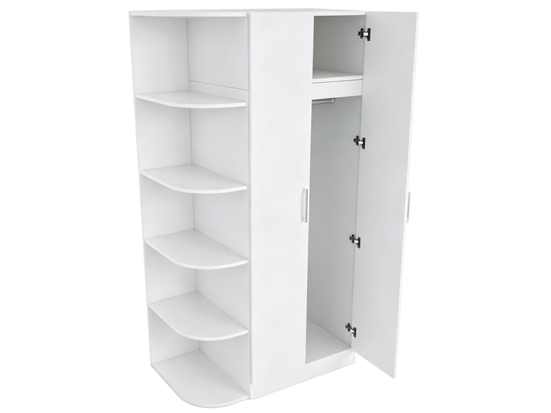  Armoire 90x55x170 cm double porte avec tablettes et tiroirs mdf blanche  - Conforama A