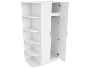 Armoire 90x55x170 cm double porte avec tablettes et tiroirs mdf blanche