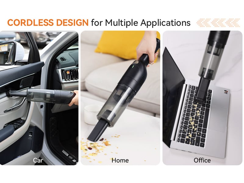  Aspirateur à main sans fil 75 w noir abs et pc, 2 modes de puissance, filtration à 4 niveaux pour voiture  - Conforama D