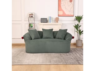 Canapé droit 2 places en cordonnet, design chapeau de clown, coussins et tapis pour animal inclus, ambiance chaleureuse et confortable