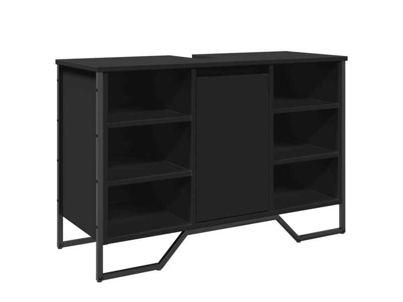  Armoire lavabo salle de bain, meuble de rangement noir 91x35x60 cm  - Conforama A