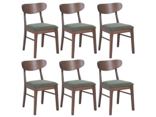 Lot de 6 chaises de salle à manger hwc-m59, chaises de cuisine, tissutextile, bois massif - piètement foncé, vert foncé