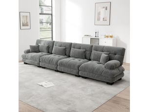 Canapé d'angle modenvie modulable 4 places convertible assise profonde 406 x 77 x 81 cm chenille grise