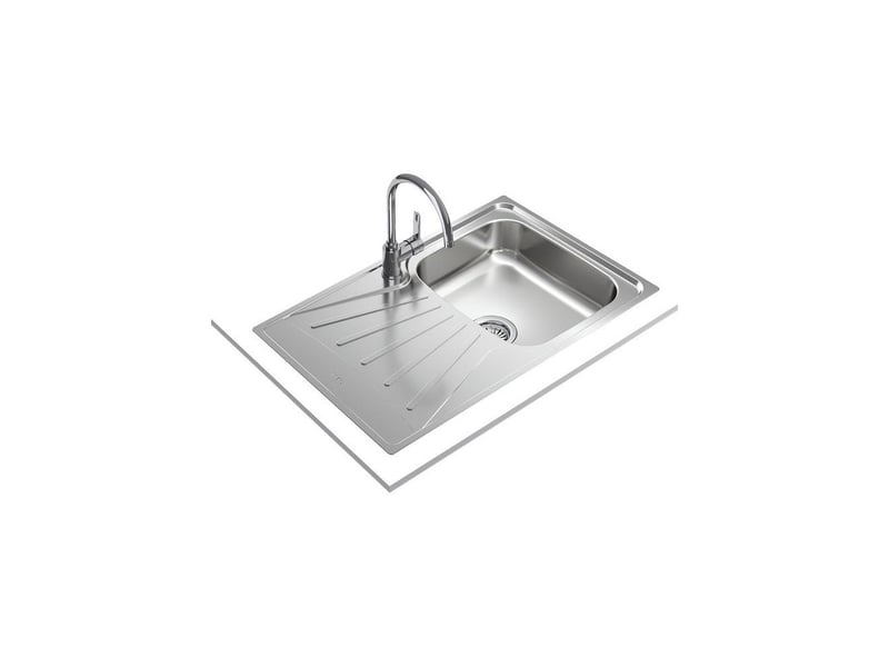  Evier encastrable inox mat starbright 45 1 cuve 1 egouttoir reversible 790x500 mm TEK1703029588301 - Conforama C
