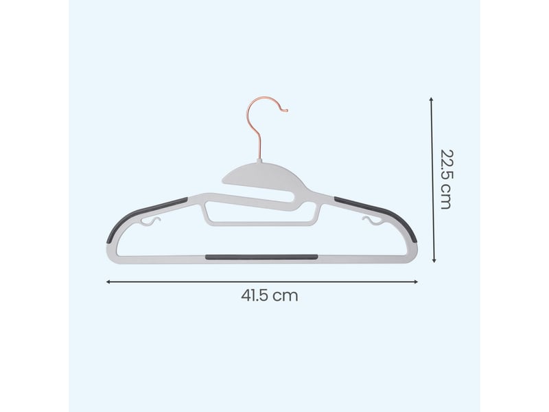  Lot de 30 cintres antidérapants en forme de s, gain de place avec crochet rotatif, 41,5 cm, gris  - Conforama D