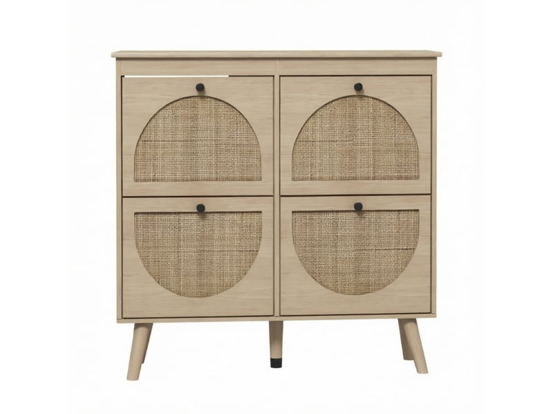  Meuble à chaussures 105x24x97,5 cm – naturel – 4 compartiments abattants, jusqu'à 20 paires  - Conforama D