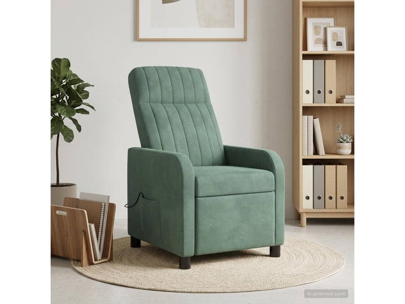  Vidaxl fauteuil de massage inclinable vert mer velours (v)  - Conforama B