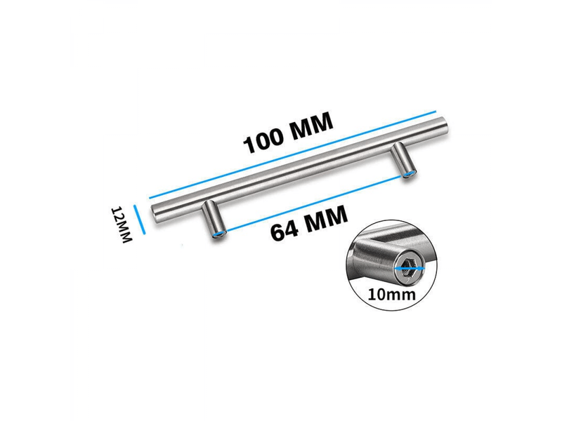  Lot de 20 poignées de barre en t pour portes, pour cuisine et meubles, poignées en acier inoxydable - distance entre trous de 64 mm  - Conforama C