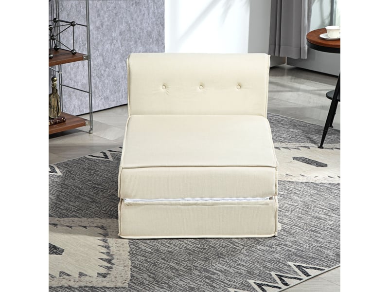  Canapé-lit pliant avec dossier capitonné, chauffeuse convertible, lit d'appoint, bureau, salon, blanc crème  - Conforama W