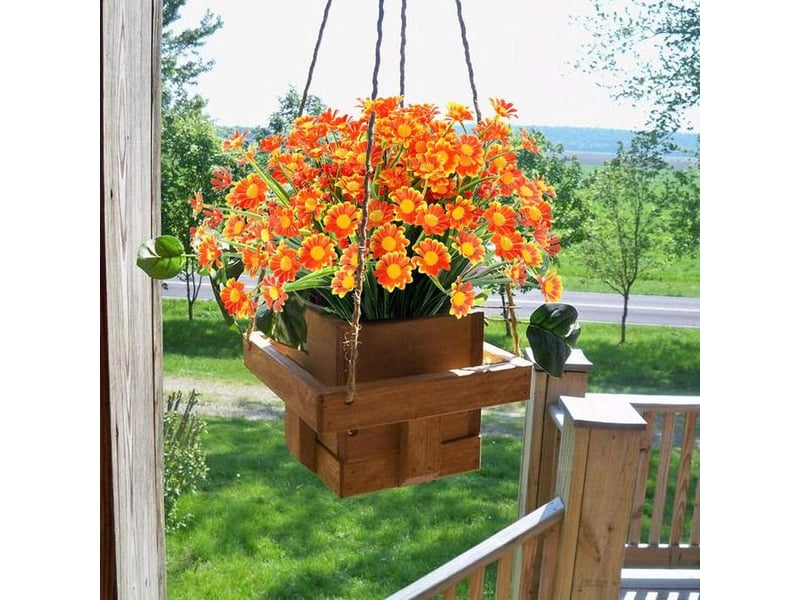  Daisy artificielle - fleur synthétique pour décoration intérieure et extérieure - bouquet de 6 pièces avec tiges flexibles et feuillage vert dense  - Conforama C