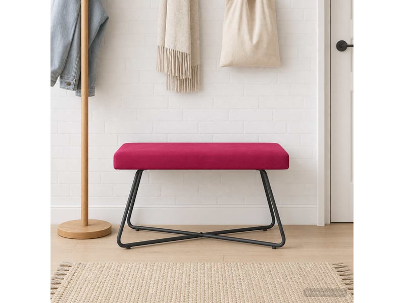  Banc, canapé 2 places bordeaux 80x40x45 cm velours  - Conforama C
