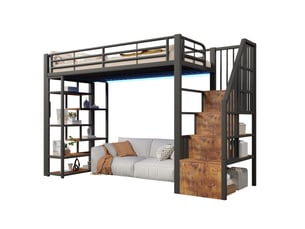Lit mezzanine 90x200 cm BEAOK   coloris noir