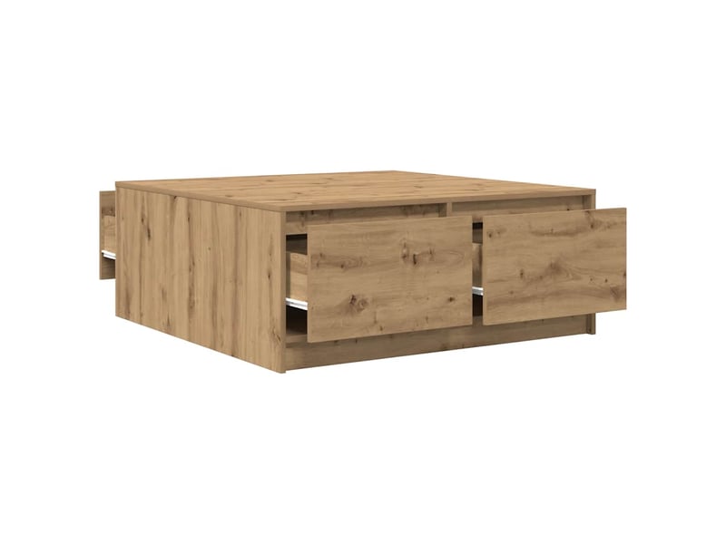 Table basse - table de salon - table à thé avec tiroirs chêne artisanal 100x100x40 cm - Conforama E