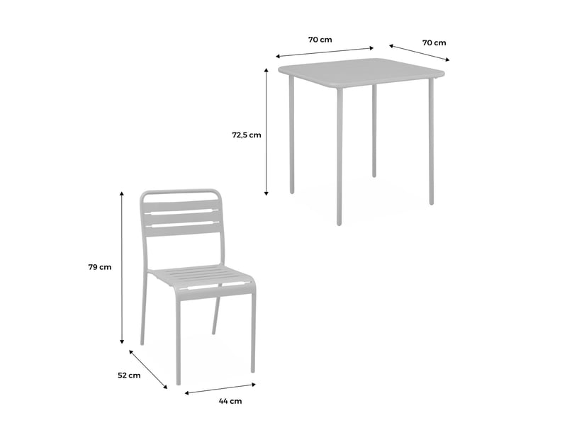 Alice's Garden Table De Jardin Métal 2 Places Amelia Terracotta 70x70cm - Antirouille
