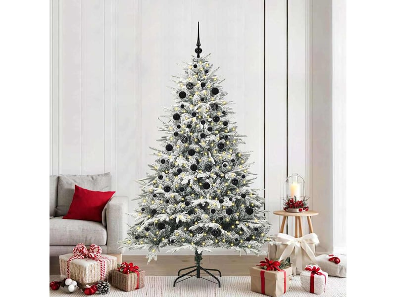 Sapin de noël, arbre de noël artificiel pré-éclairé avec ensemble de boules shl3733 - Conforama B