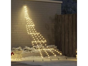 Arbre de noël, sapin de noël led avec piquets au sol blanc chaud 306 cm métal