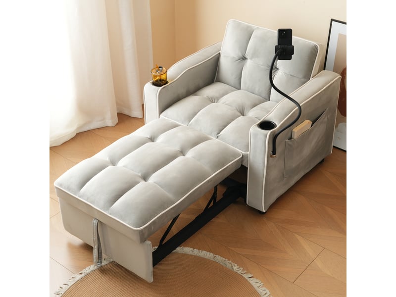  Canapé convertible, canapé-lit, 3 en 1, 83 x 167 x 76 cm, porte-gobelets, mobilier pour espace de vie, pour salon et séjour  - Conforama E