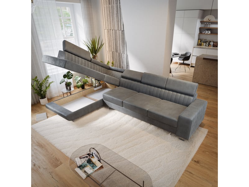 Canapé d'angle hestion, velours gris - Conforama C