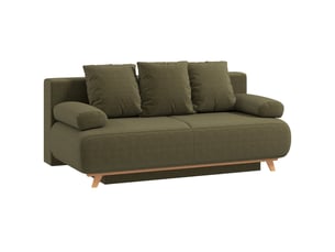 Canapé droit convertible <strong>STILVORA</strong> <strong></strong> 3 places Velours côtelé vert avec coffre de rangement