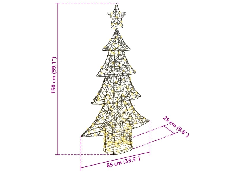  Sapin de noël, arbre de noël 160 led blanc chaud 150 cm rotin cf60949  - Conforama E
