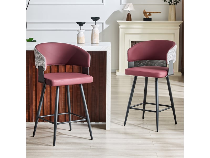  Chaise de salle à manger avec accoudoirs en similicuir pu rouge W3658P421611 - Conforama E