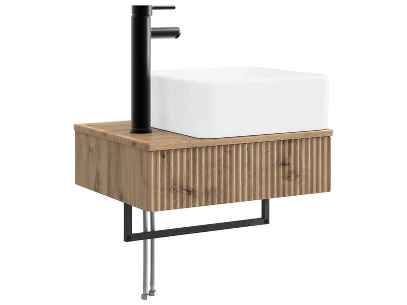  Basin de lavage mural, lavabo chêne artisanal 50x41x39 cm  - Conforama A