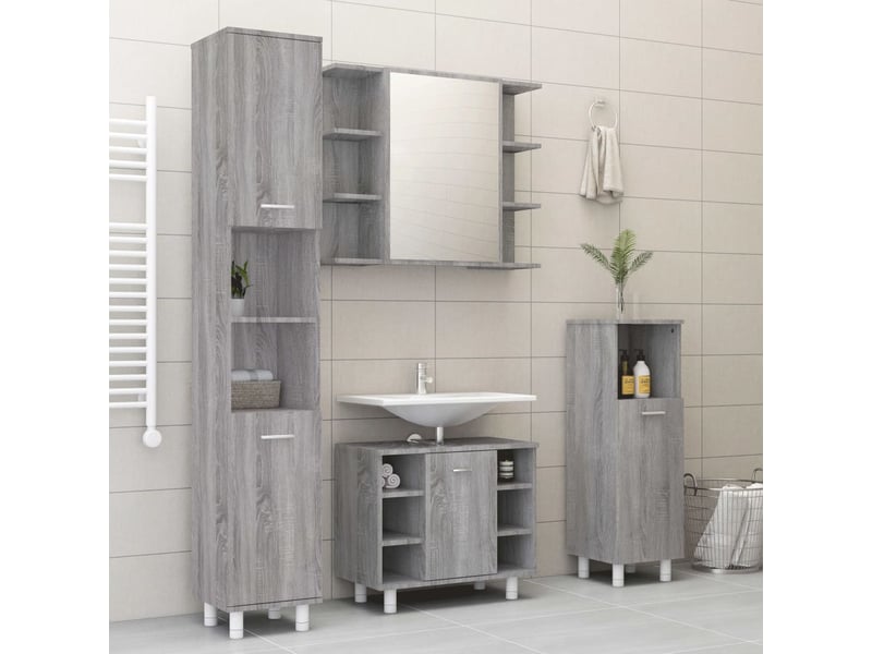 Ensemble d'armoires de salle de bain 4 pcs sonoma gris cf63027 - Conforama B