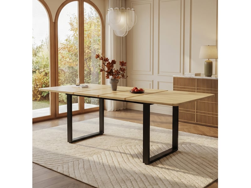  Table à manger extensible 140180220 x 80 cm en mdf, naturelle, 6 à 10 personnes  - Conforama D