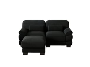 Canapé modulable 2 places 194x161x94 cm avec pouf en velours côtelé noir