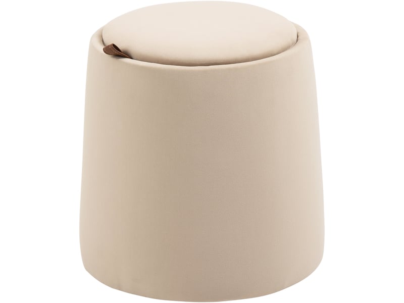  Ottomane ronde avec rangement ø44x47,5 cm aspect velours beige  - Conforama A