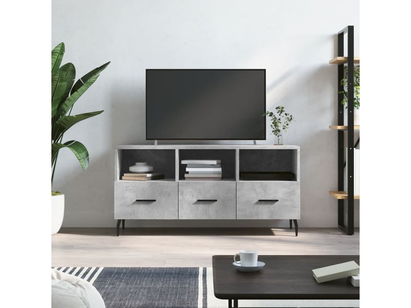  Meuble tv - banc tv - meuble de rangement gris béton 102x36x50 cm bois d'ingénierie  - Conforama B