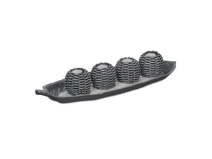 Lot de 4 bougeoirs forme feuille avec plateau décoration moderne salon ambiance cosy en métal blanc 13_0014781