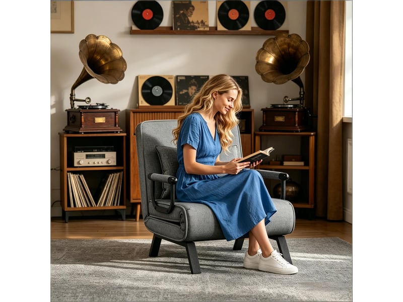 Fauteuil-lit convertible 1 place, pliable 3-en-1 avec couchage spacieux et dossier réglable  - Conforama B