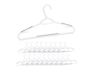 Lot de 20 cintres en plastique antiglisse idéale penderie traverse pour pantalons dimensions 21 x 42 x 0,5 cm en plastique blanc 13_0008950