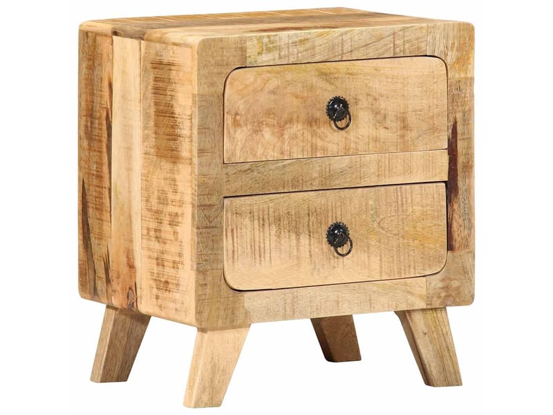  Vidaxl lot 2 tables de chevet bois massif manguier brut meuble rangement 40x32x46 cm chambre à coucher  - Conforama D