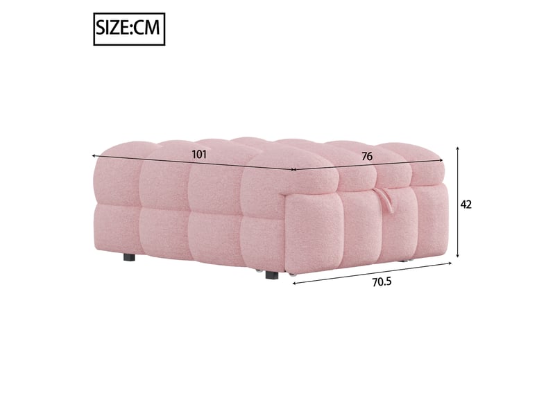 Lit gigogne enfant 70x180 cm, canapé-lit 2 en 1, style minimaliste, tissu teddy rose - Conforama D