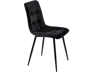 Lot de 4 chaises de salle à manger en velours noir – design moderne capitonné avec pieds en métal robuste et protection des sols