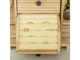 Boîte à bijoux en bois 4 niveaux 26,5x16x33,5 cm – Coffret à bijoux avec miroir intégré, tiroirs et portes latérales à 8 crochets pour colliers – Marron