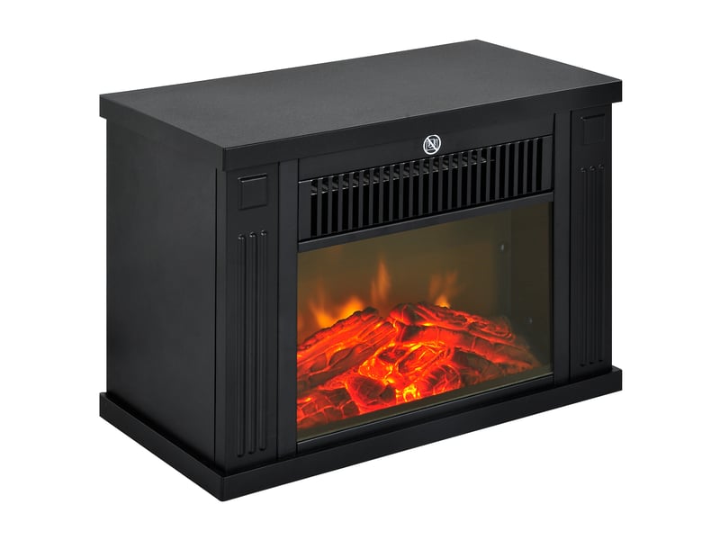  Cheminée électrique à effet de flamme poêle style contemporain thermostat 600-1200 w noir  - Conforama A
