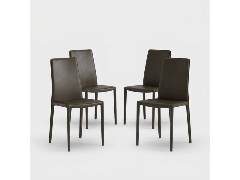  Lot de 4 chaises empilables rembourrées en simili cuir luma - marron  - Conforama A