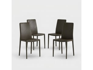 Lot de 4 chaises empilables rembourrées en simili cuir luma - marron