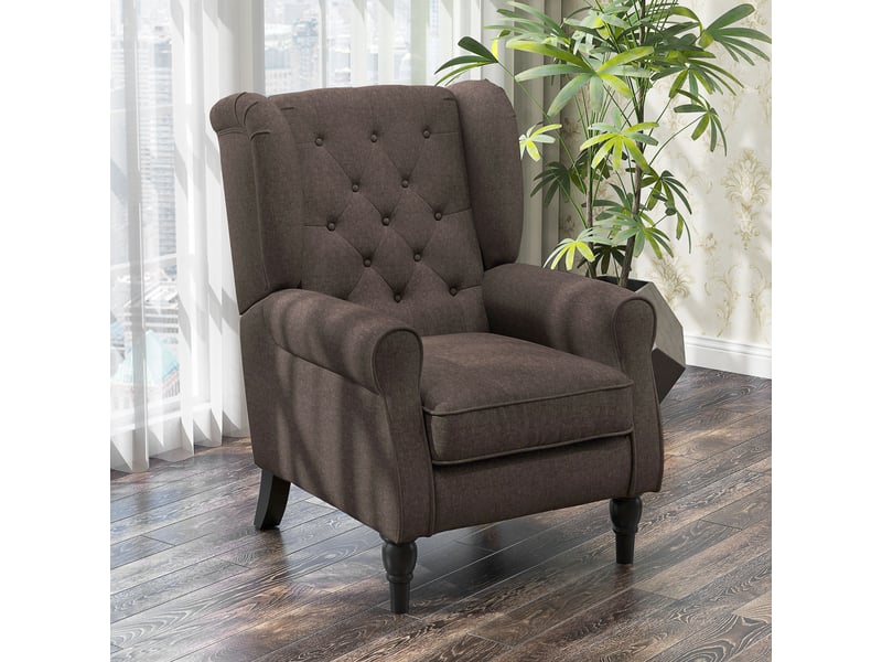  Fauteuil de salon capitonné aosenyunzhou assise large pieds en bois marron 74 x 86 x 102 cm T1003-01-12390 - Conforama E