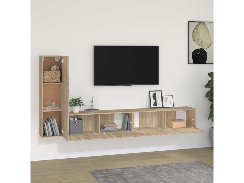  Ensemble de meubles tv 3 pcs chêne sonoma bois d'ingénierie shl73605  - Conforama C