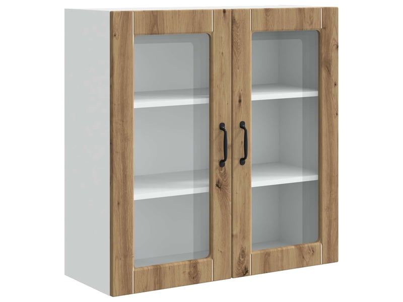  Meuble mural de cuisine, cabinet en verre mural chêne artisanal 80x31x80cm shl5753  - Conforama A