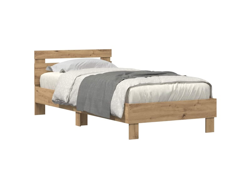 Lit simple- lit adulte - cadre de lit chêne artisanal 100 x 200 cm bois d'ingénierie - Conforama C