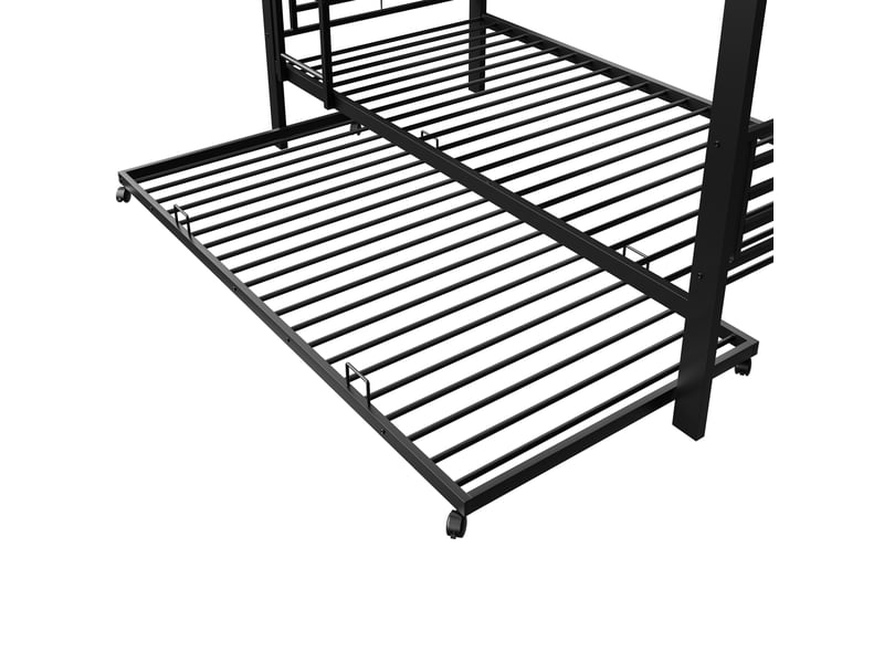  Lit superposé enfant 90x200 cm avec lit gigogne en métal couleur noir, sans matelas, design industriel, design moderne  - Conforama E