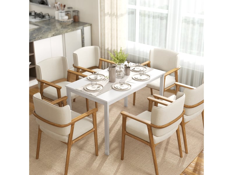 Table à manger extensible 80-120 cm pour 4 à 6 personnes, table de cuisine avec extension coulissante, blanc  - Conforama D