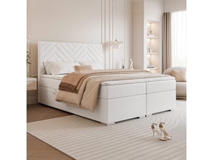 Lit coffre 160x200 cm <strong>IDOHOME</strong>  <strong>NEREA</strong> coloris blanc