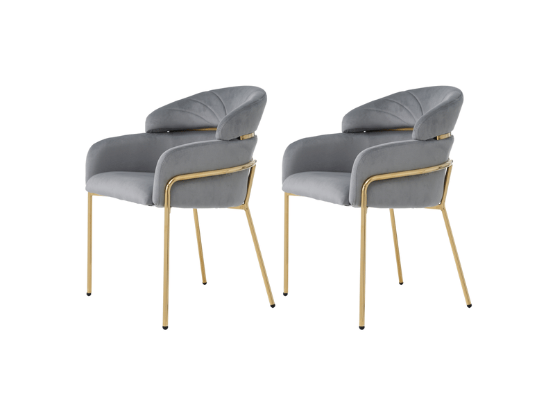 Lot de 2 chaises de salle à manger,54x57x79 cm,avec pieds métal,velours,gris - Conforama A