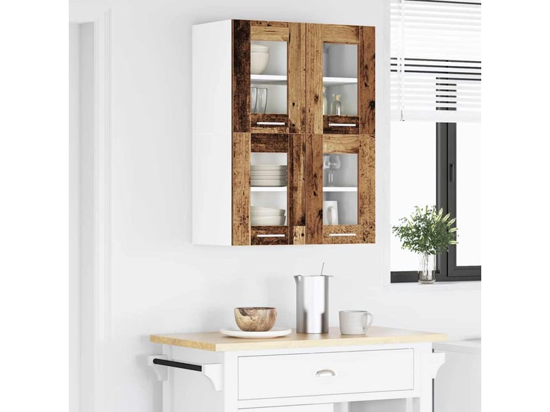 Meuble de rangement cuisine, armoire suspendue 2 pcs bois ancien bois d'ingénierie shl1376 - Conforama D